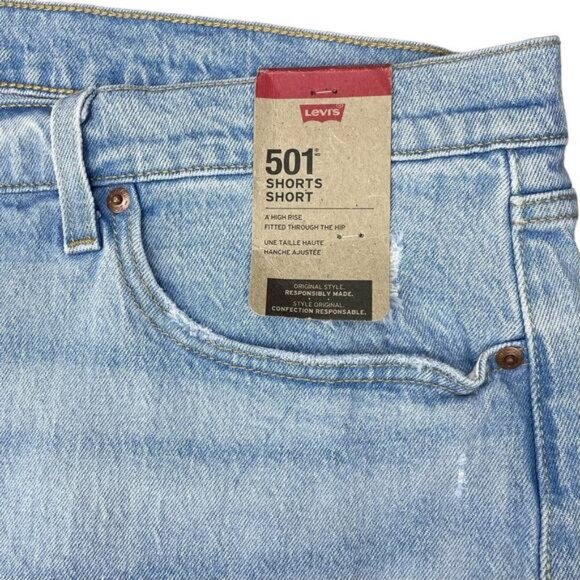 Levi's 501 High Rise Distressed Denim Shorts Plus Size 24W - Picture 5 of 10